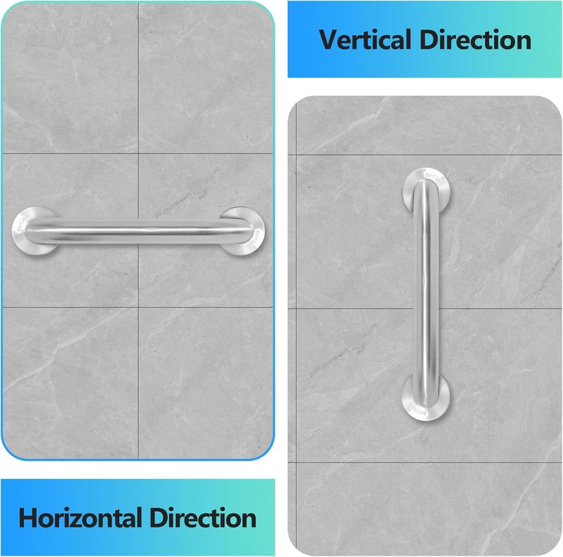 Rackickyer Shower Grab Bar, 2 Pack 32 Inch Brushed Nickel Bathroom Safety Bar, 1.25" Diameter 304 Stainless Steel Grab Bars for Bathtubs and Showers, Handicap Shower Grab Bar for Seniors Elderly - Image 4